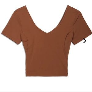 Lululemon Women's Fitted Cropped Short sleeve-brown-super soft -align
